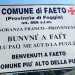 ...e con le informazioni storiche e i messaggi di benvenuto scritti sia in italiano che in franco-provenzale (foto di Comune di Faeto)